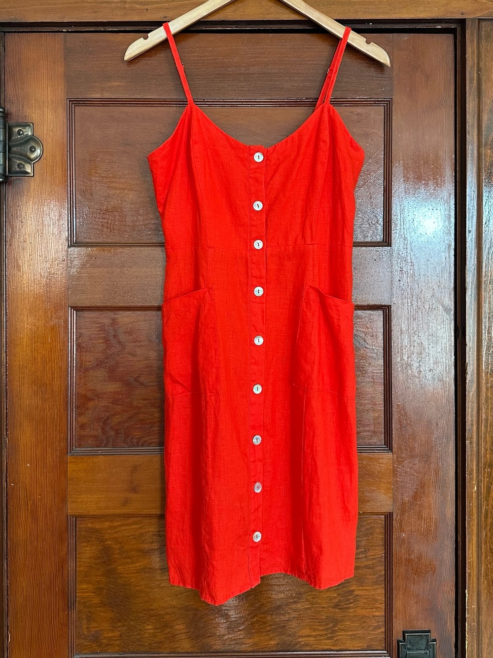 Cynthia Rowley Poppy Red-Orange Linen Button Down Dress Size 6 Beach Vacation